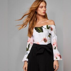 TED BAKER Chatsworth Bloom White and Pink Floral Blouse (S, US 6)